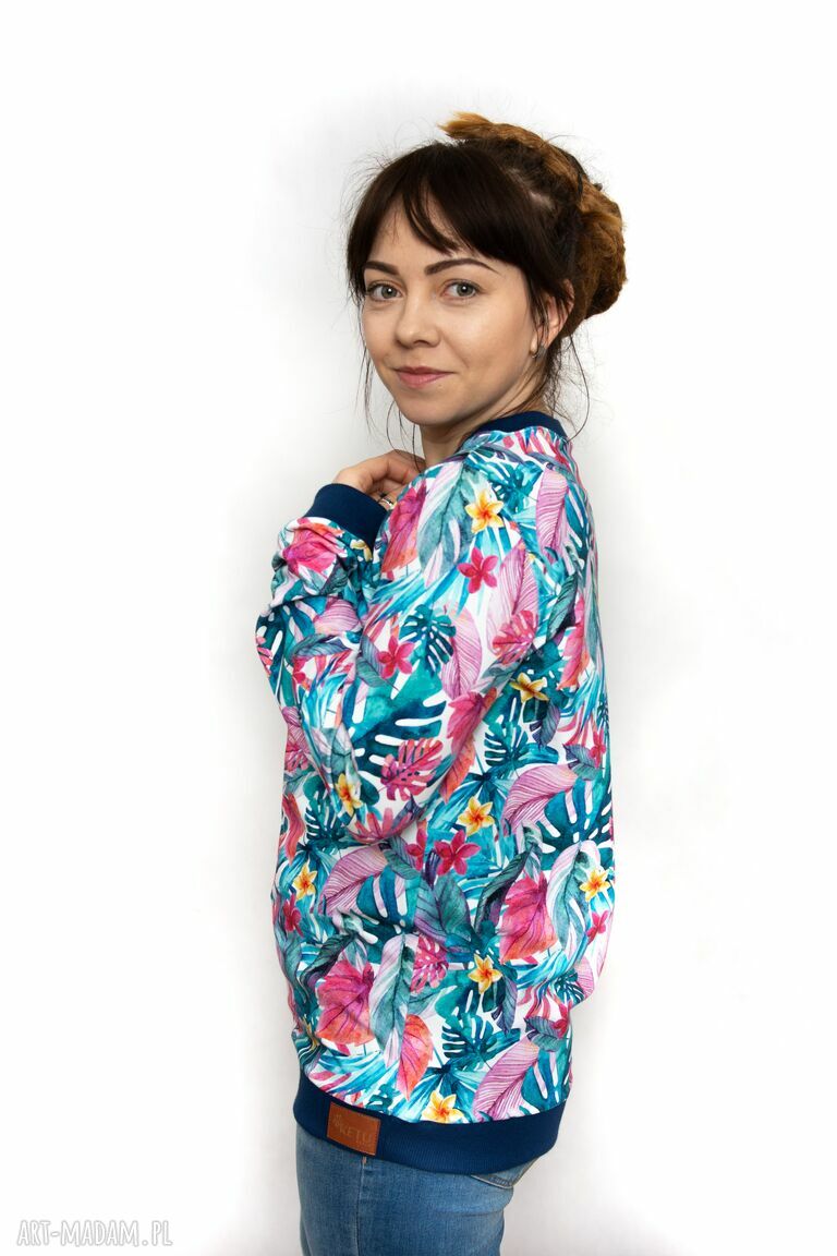 Bluza damska Tropical bez kaptura - ręcznie szyta z bawełny i elastanu