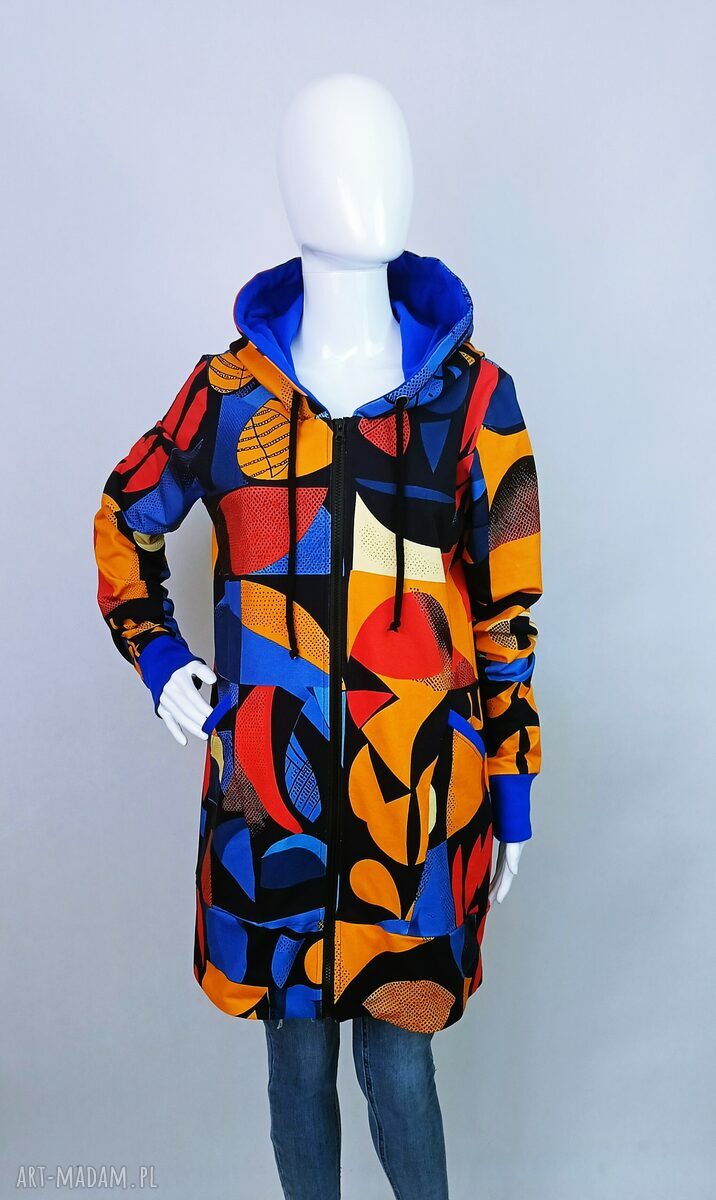 Ręcznie szyta bluza damska rozpinana Bauhaus Style Margot - rozm. XL