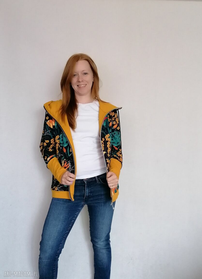 Bluza damska rozpinana RETRO FLOWERS z kapturem - wiosenny kolor i wygoda