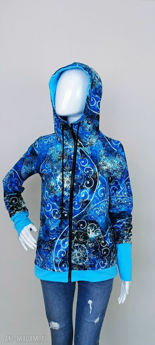 Bluza damska rozpinana z kapturem ATLANTYDA (niebieska)