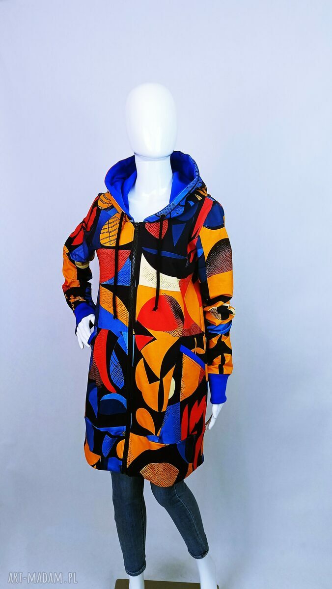 Ręcznie szyta bluza damska rozpinana Bauhaus Style Margot - rozm. XL