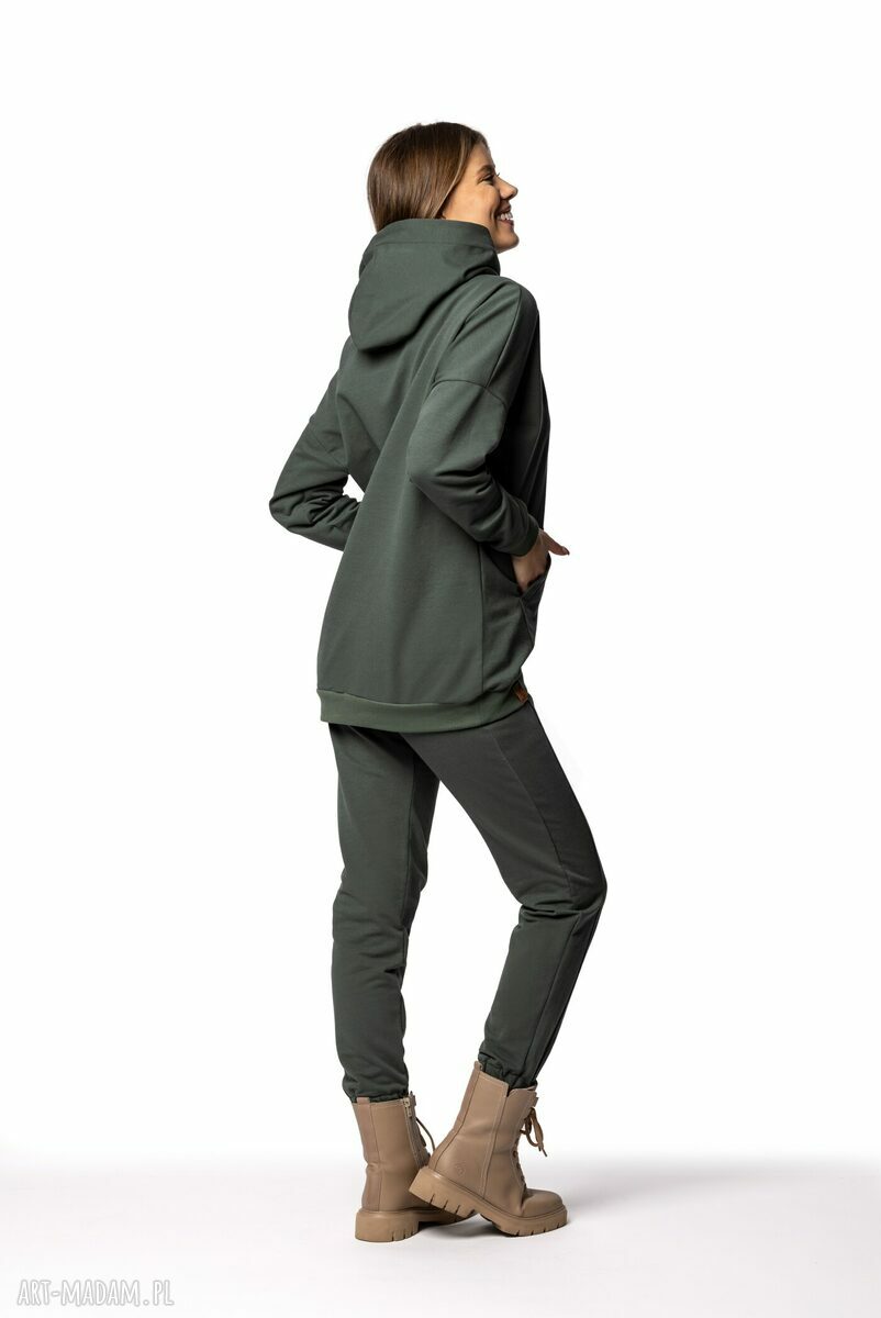 Bluza damska Dark Olive z kapturem - biobawełna GOTS (slowfashion)