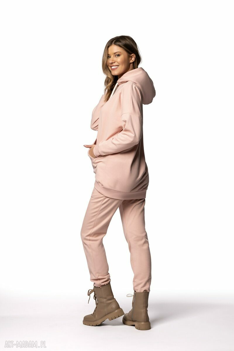 Bluza damska Light Pink z kapturem - biobawełna GOTS