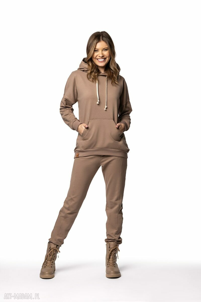 Bluza damska Taupe z kapturem z biobawełny GOTS - made in Poland