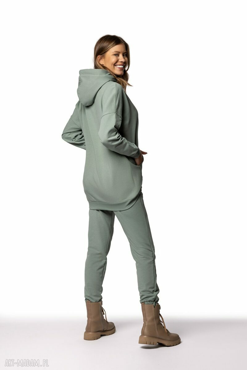 Bluza damska Sage Green - biobawełna GOTS i milutki kaptur