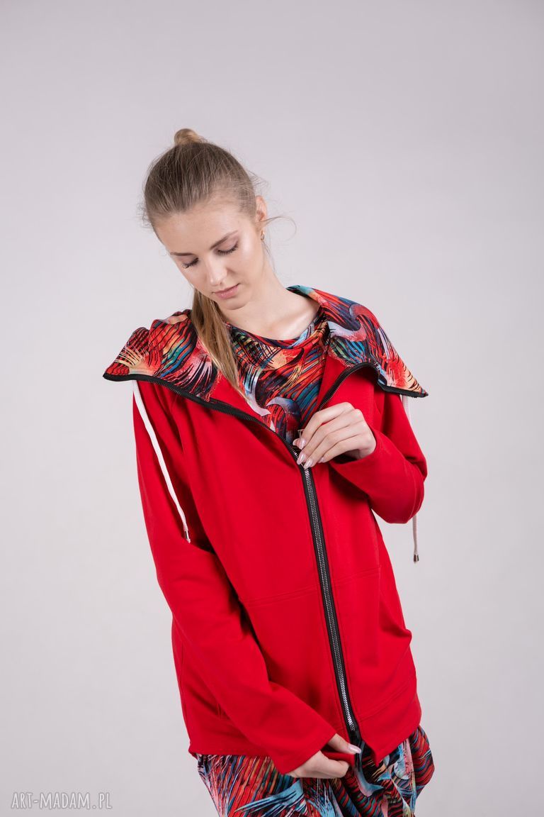 Bluza damska na zamek Summer-Me - czerwona
