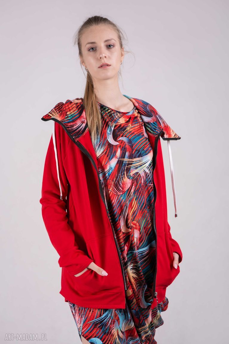 Bluza damska na zamek Summer-Me - czerwona
