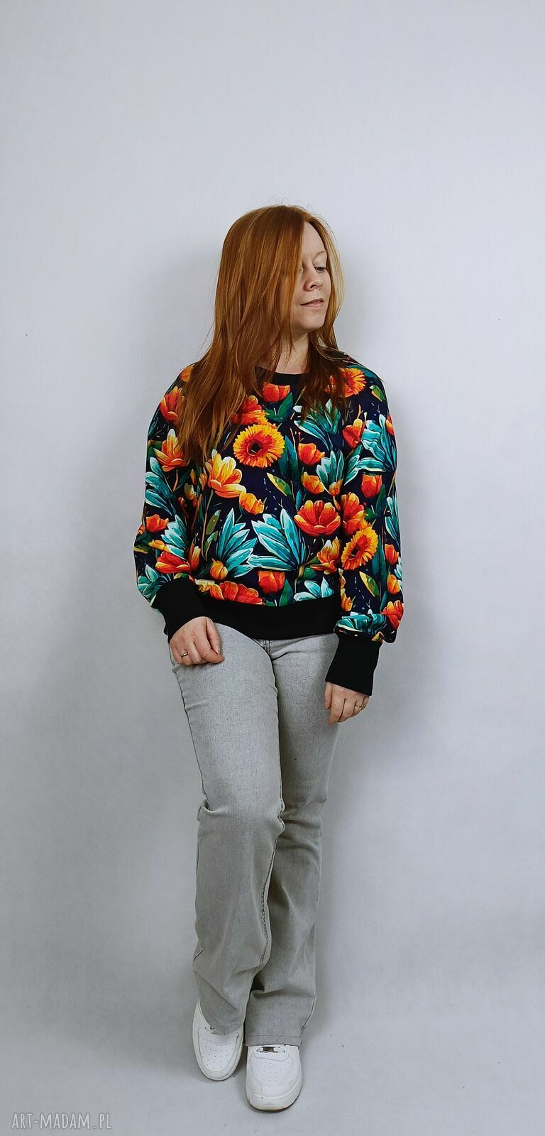 Bluza damska NURI Wiosenne Kwiaty - zielona nitka