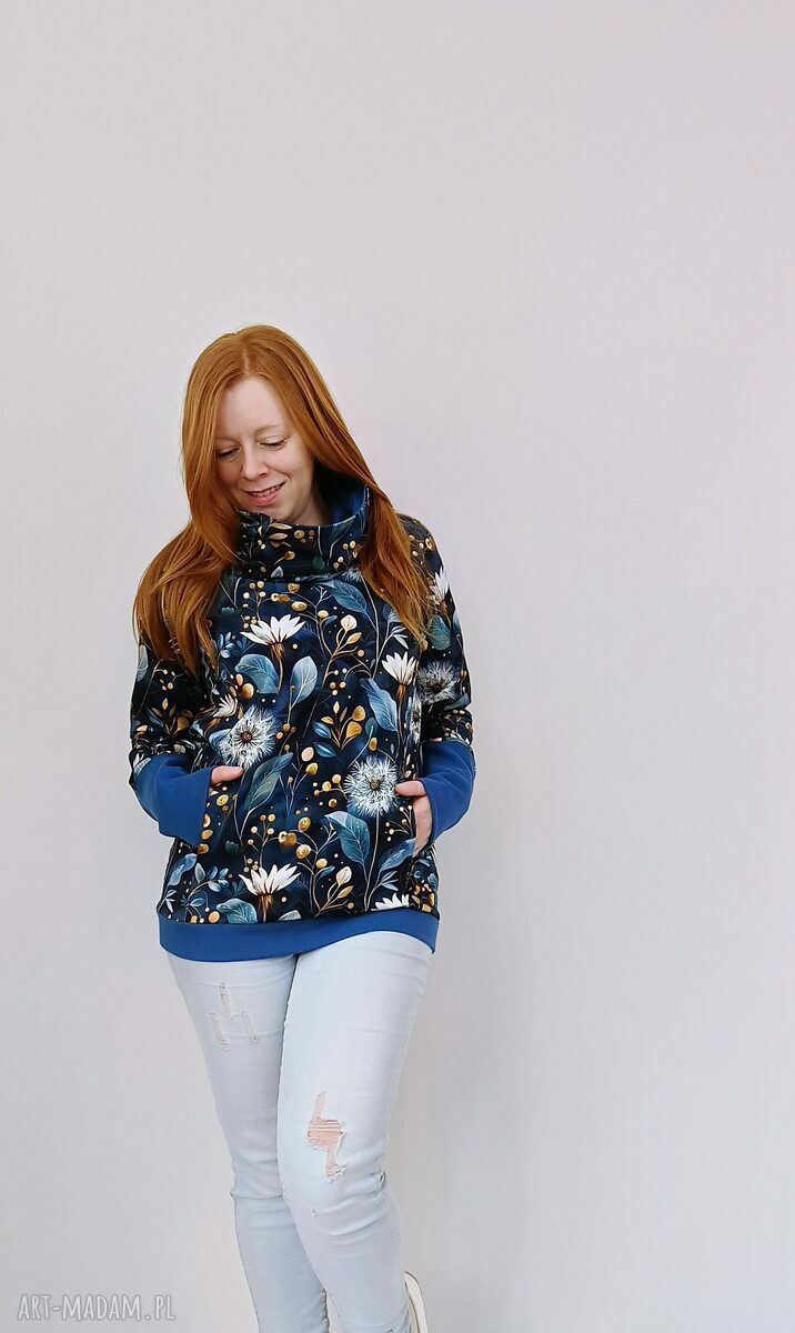 Bluza damska WIOLA Dmuchawce 4XL-6XL - z kapturem lub kominem