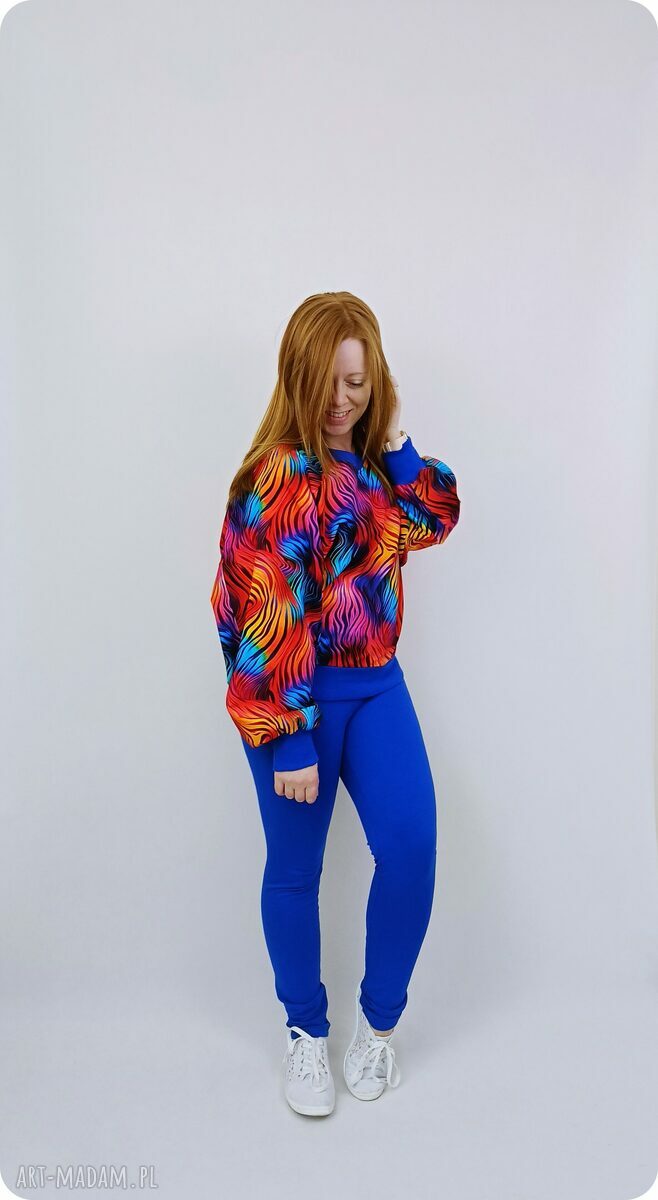 Bluza damska LOBO ZEBRA - szeroki rękaw, ściągacze, rozmiar S