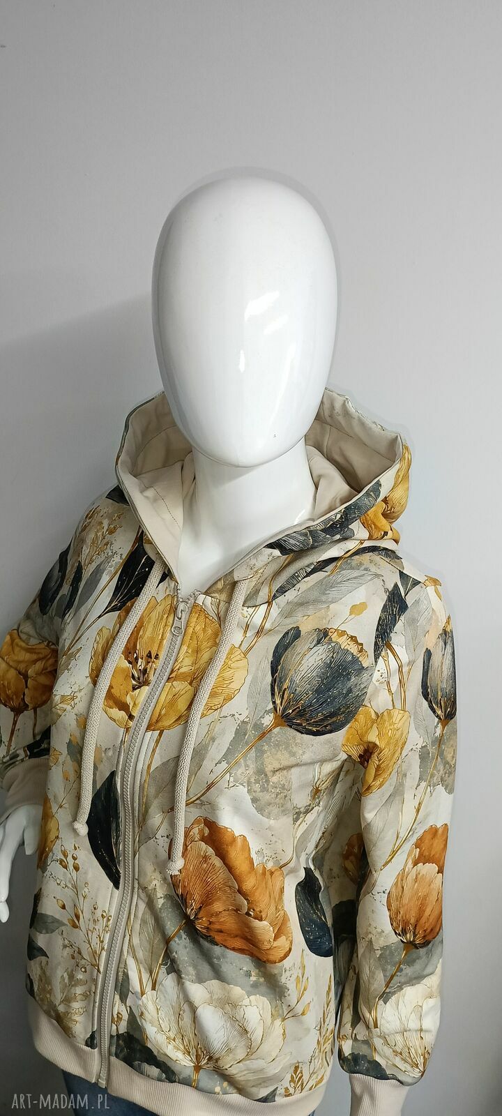 Bluza damska na zamek z kapturem Złote Maki