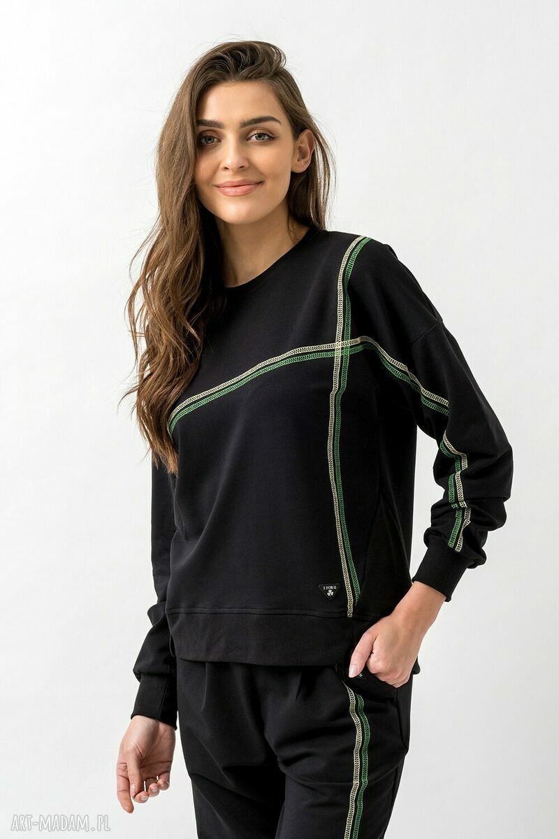 Bluza damska Megan - czarna, ręcznie szyta z bawełny i elastanu