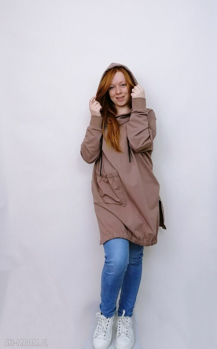 Bluza damska oversize LUMA brązowa z kapturem