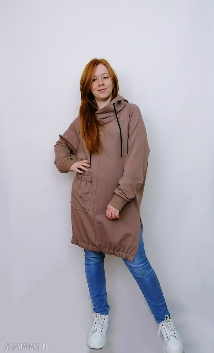 Bluza damska oversize LUMA brązowa z kapturem