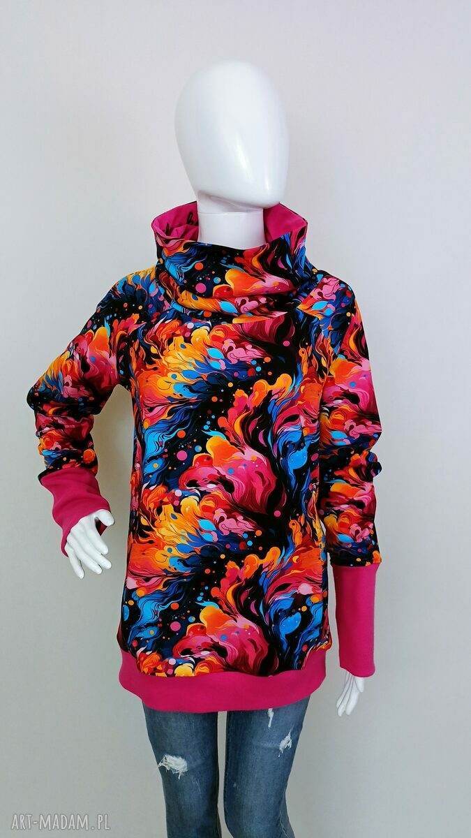 Bluza damska z kominem EKSPRESJA - Zielona Nitka handmade