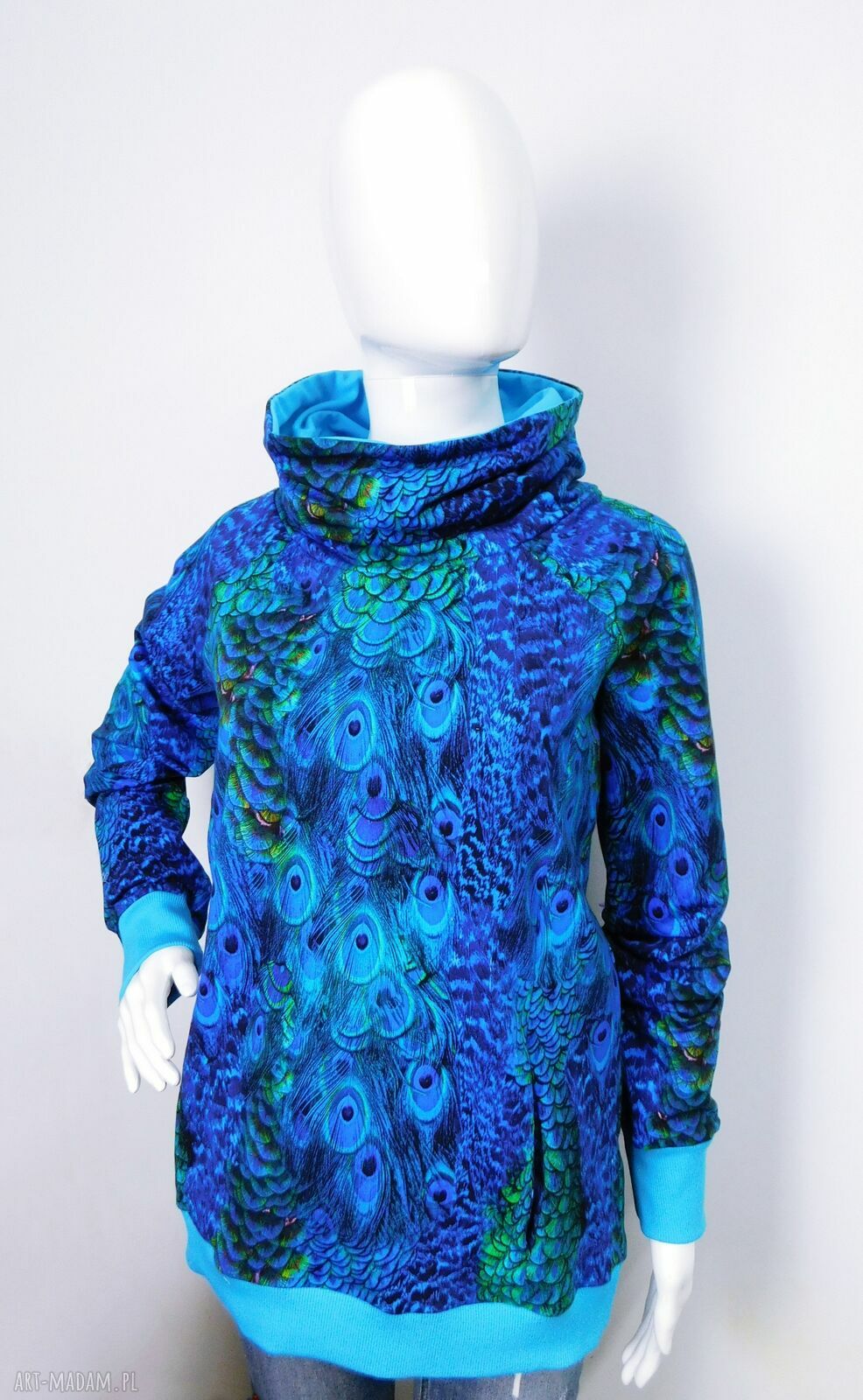 Bluza damska z kominem pawie piórka