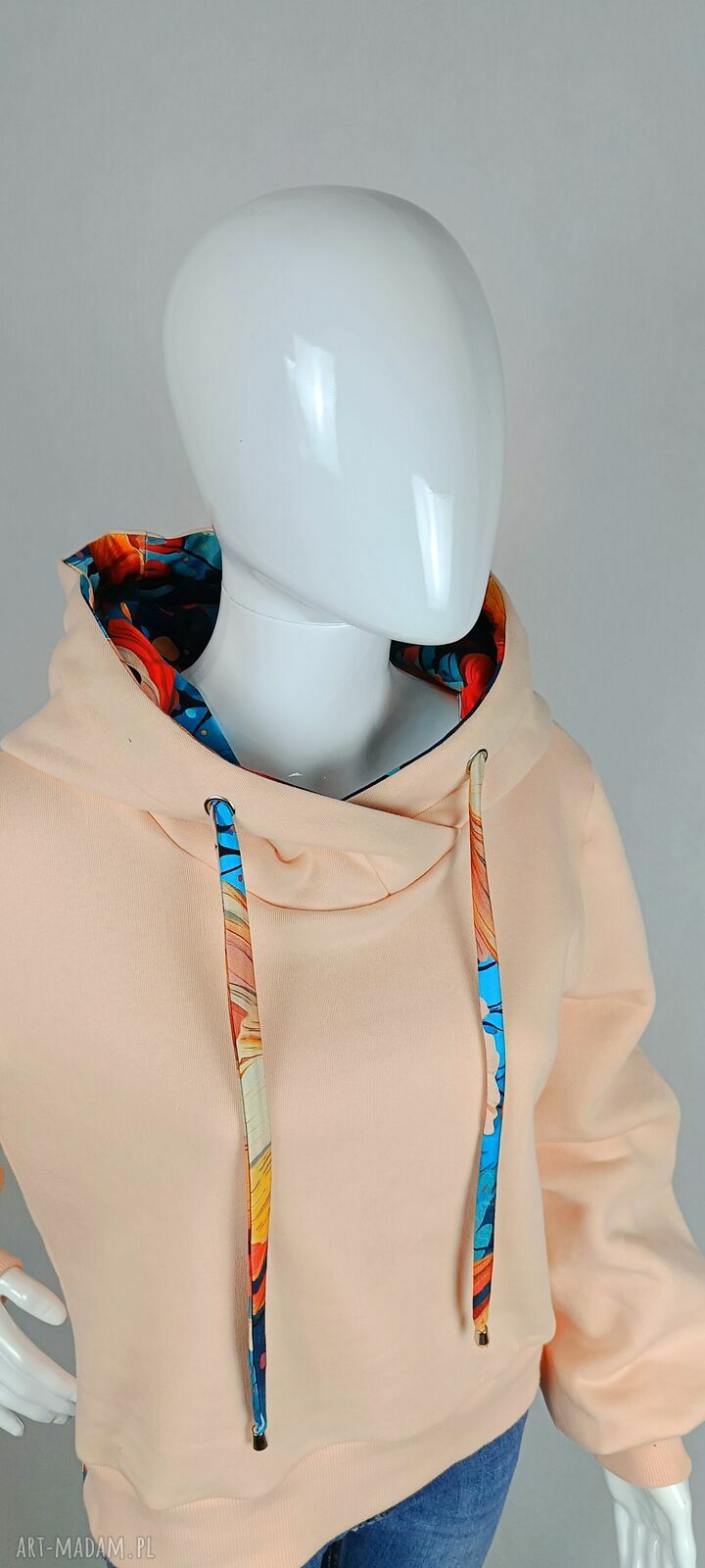 Ciepła bluza damska z kapturem SELIN Peach Fuzz z meszkiem