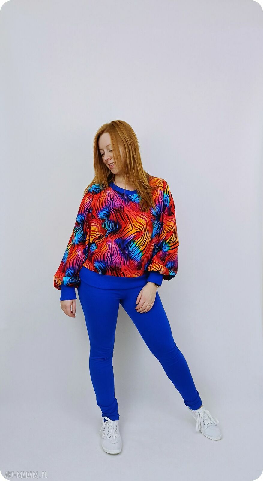 Bluza damska LOBO ZEBRA - szeroki rękaw, ściągacze, rozmiar S