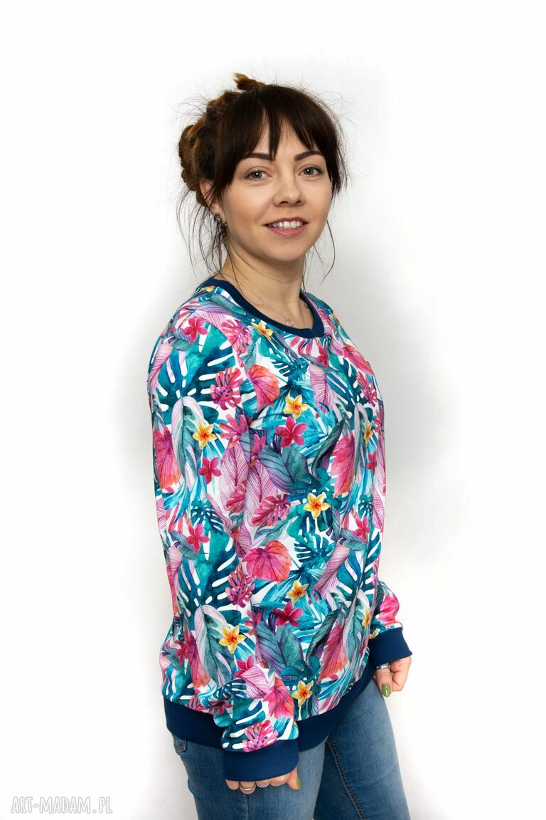 Bluza damska Tropical bez kaptura - ręcznie szyta z bawełny i elastanu