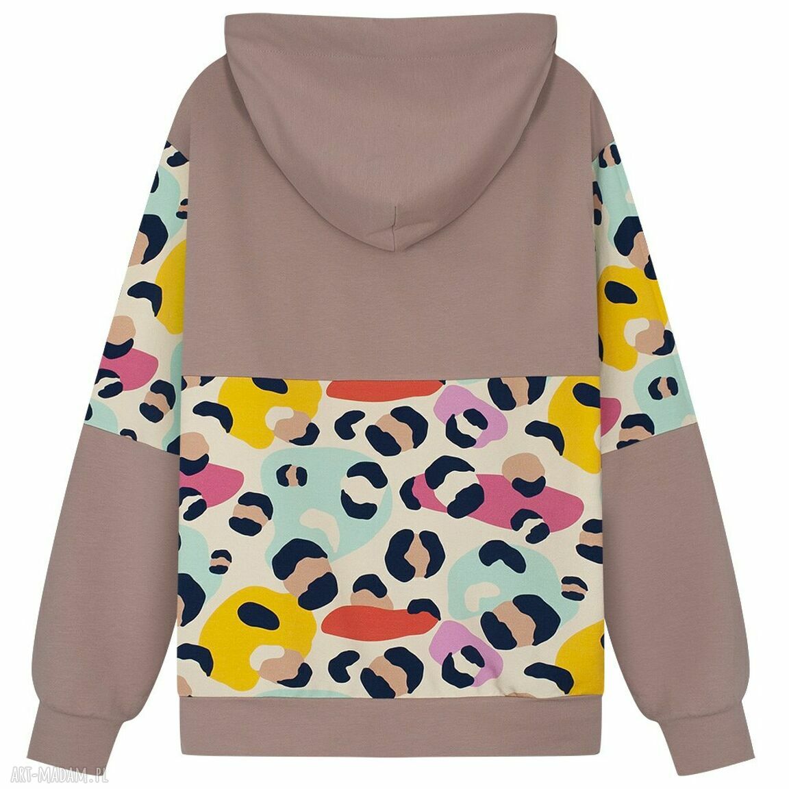 Bluza dresowa Nepal - brązowa w printy, handmade Nashani