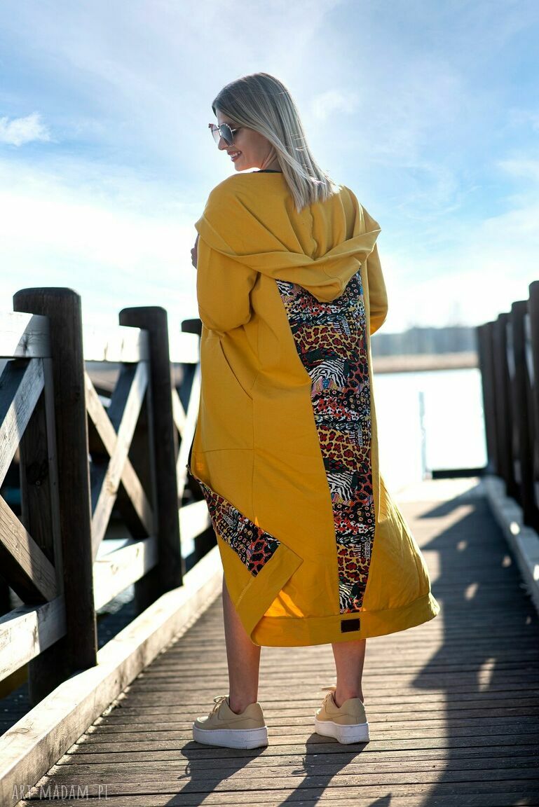 Bluza dresowa light kenia długa letnia lekka musztardowa lekki