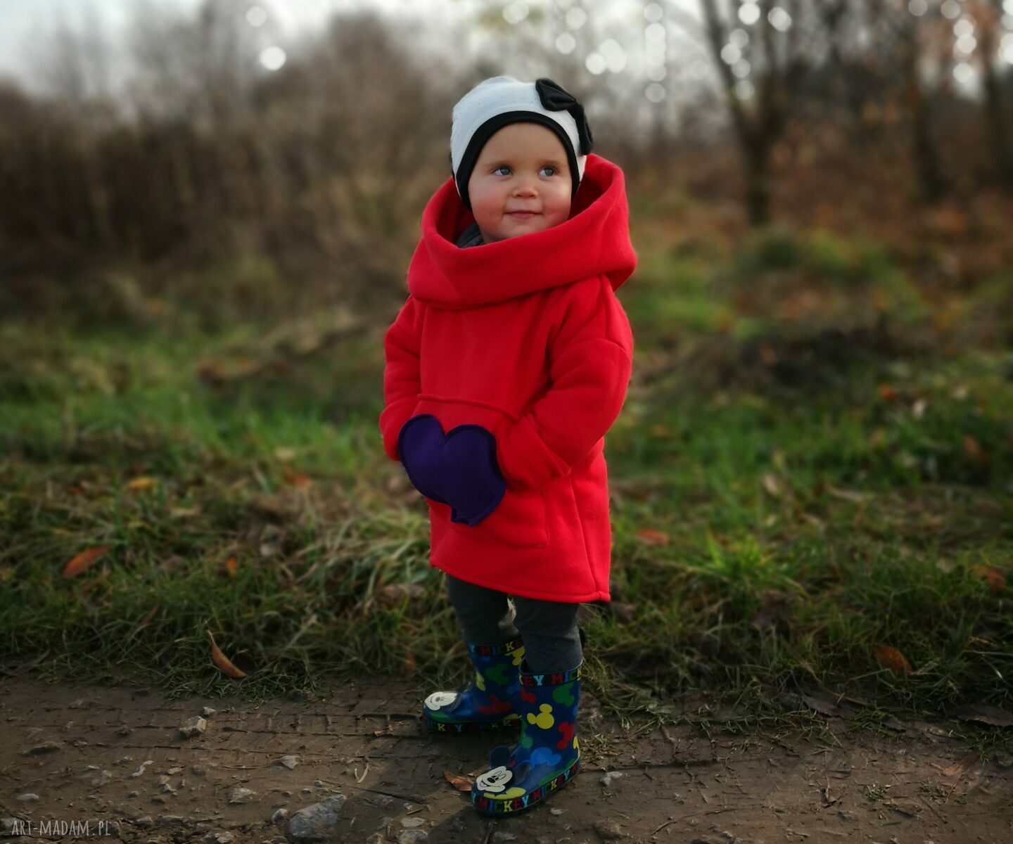 Bluza dziecięca NavahoClothing z kapturem - czerwona bawełna