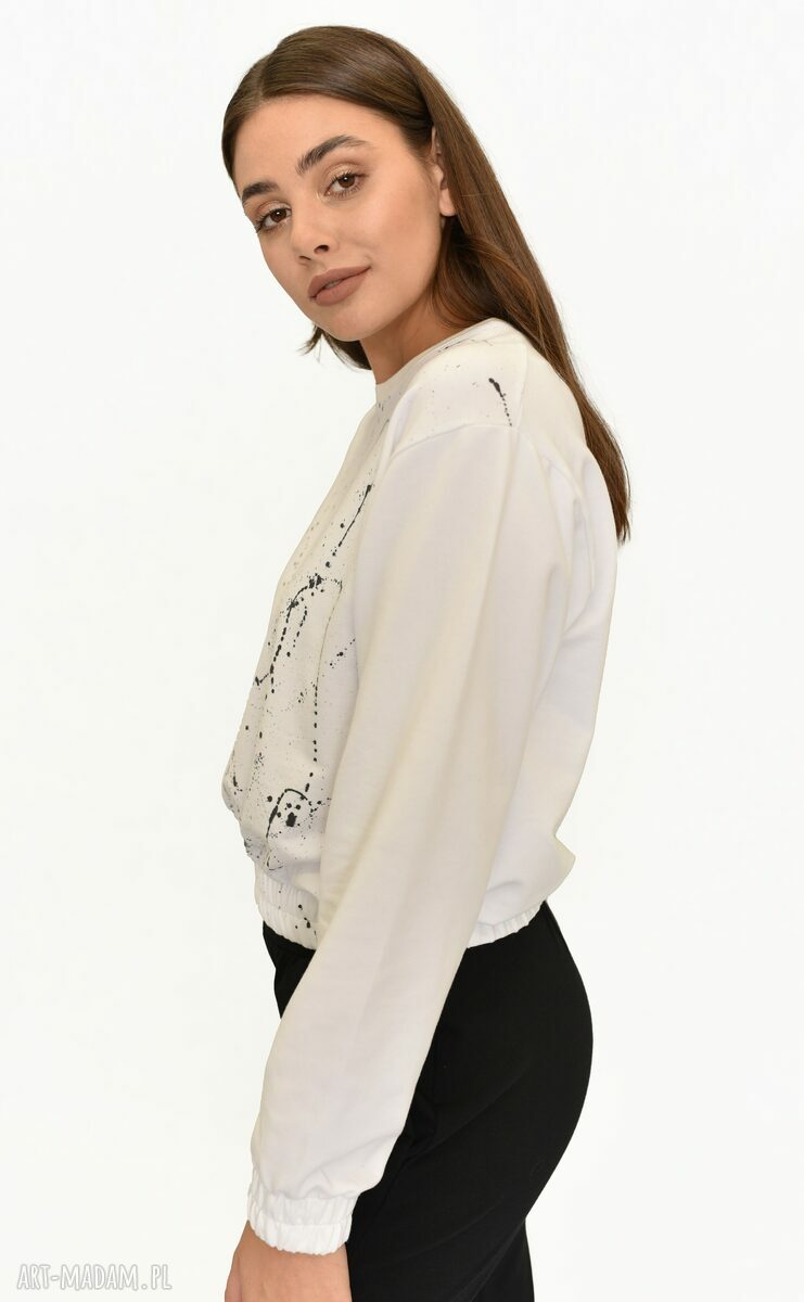 Bluza Happy ecru - malowana bluza damska