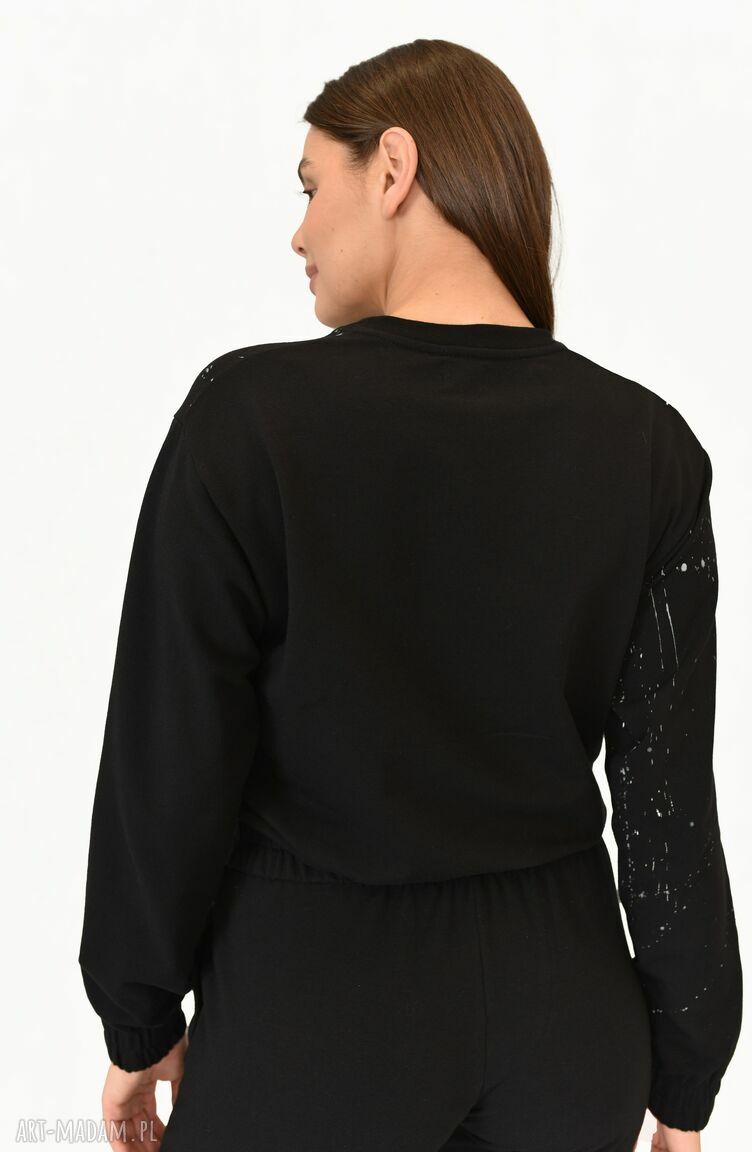 Bluza Happy malowana czarna damska - ręcznie szyta bawełniana
