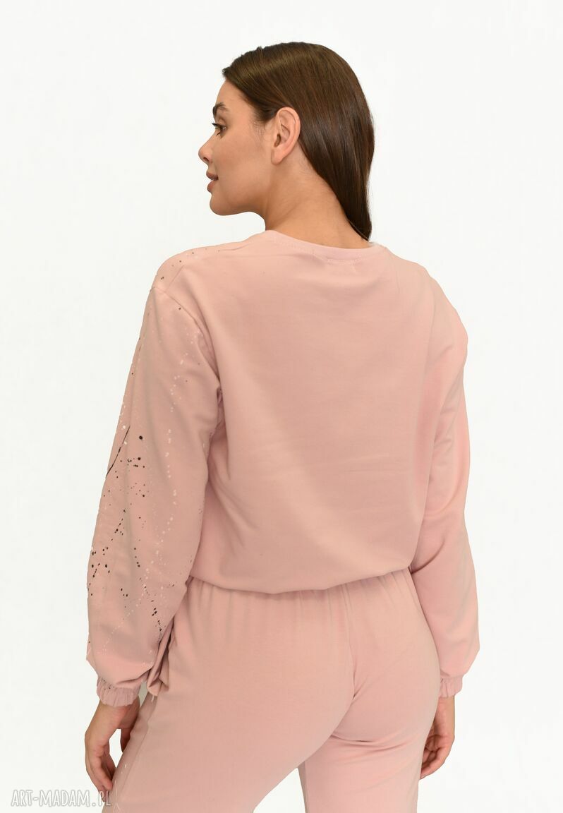 Bluza Happy malowana różowa - ręcznie szyta bluza damska z bawełny OEKO-TEX