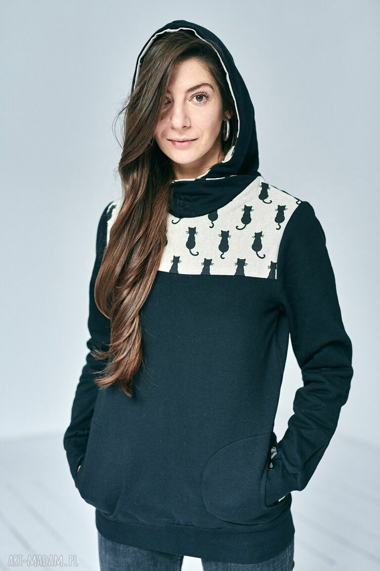 Bluza kangurka kocury kaptur kot kapturem dres dresowa ciepła