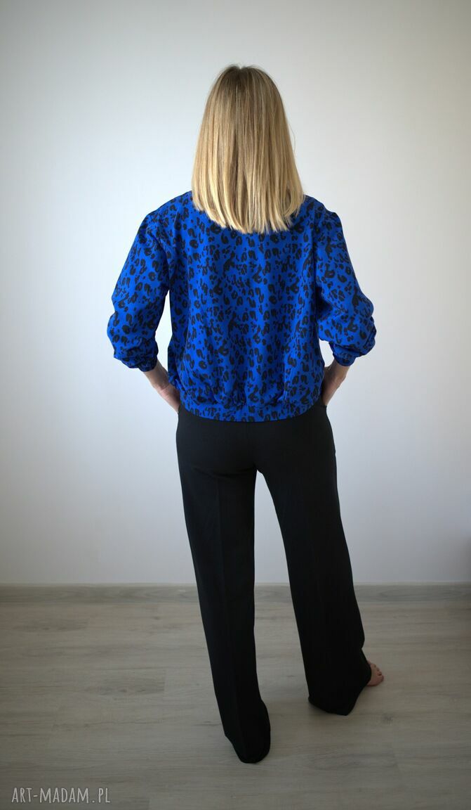 bluzy: Bomberka oversize kobaltowa pantera Autorskie