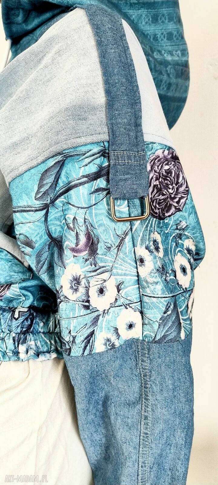 Unikatowa bluza-kurtka letnia oversize boho - ręcznie szyta z upcyklingu