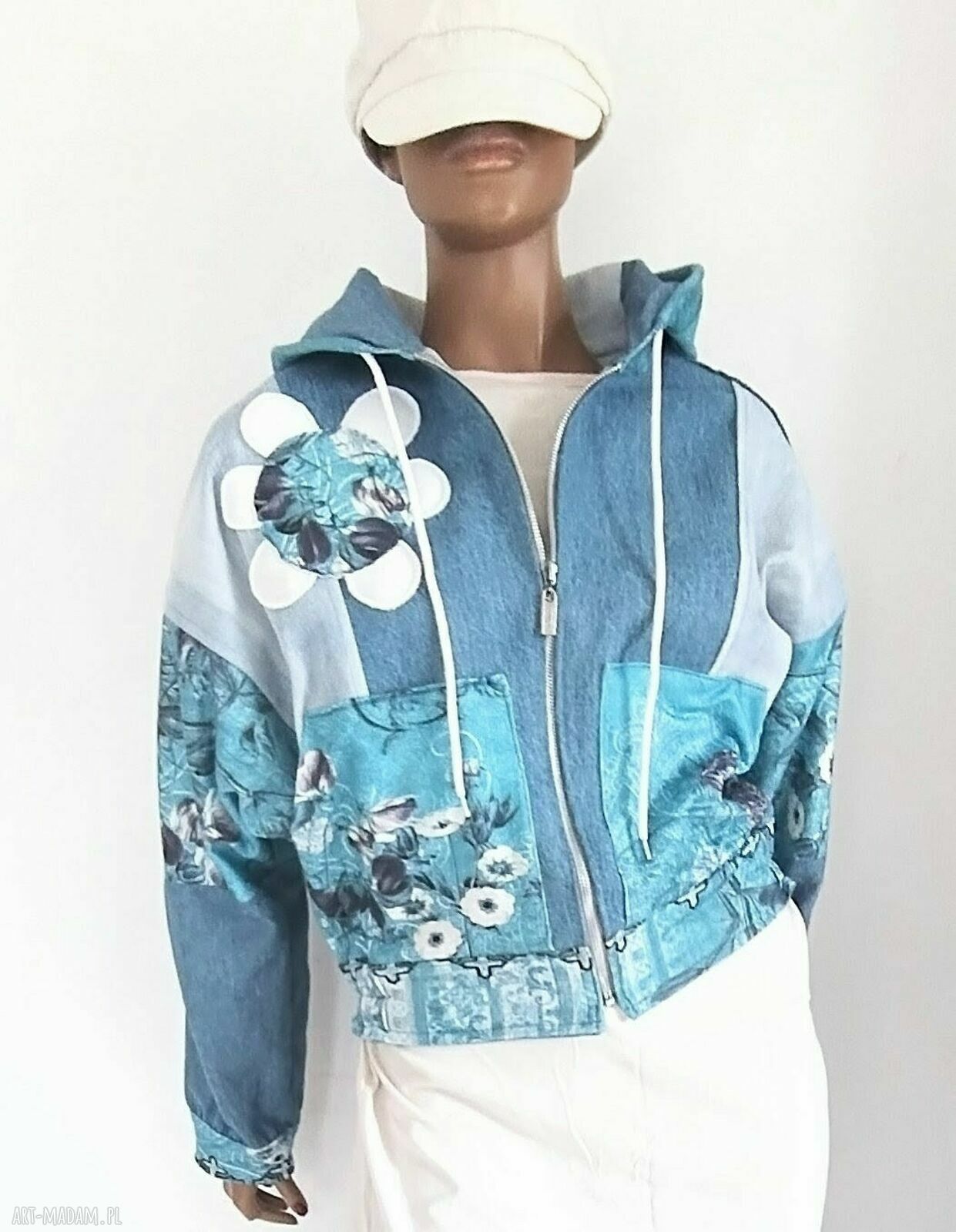 Unikatowa bluza-kurtka letnia oversize boho - ręcznie szyta z upcyklingu