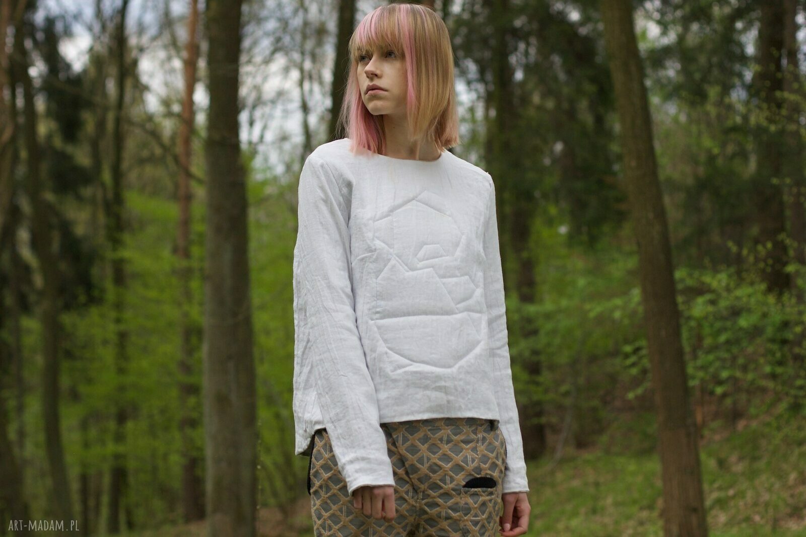 Bluza lniana z misiem - dwustronna z podwójnego lnu