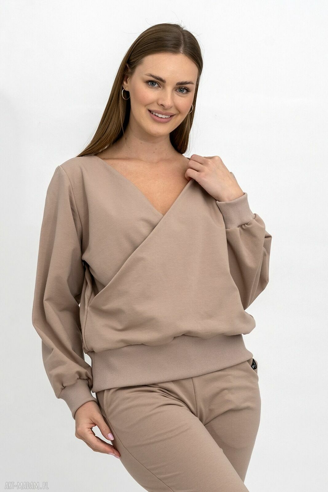 Bluza LUCCY Capucino - beżowa bluza do serka onsize