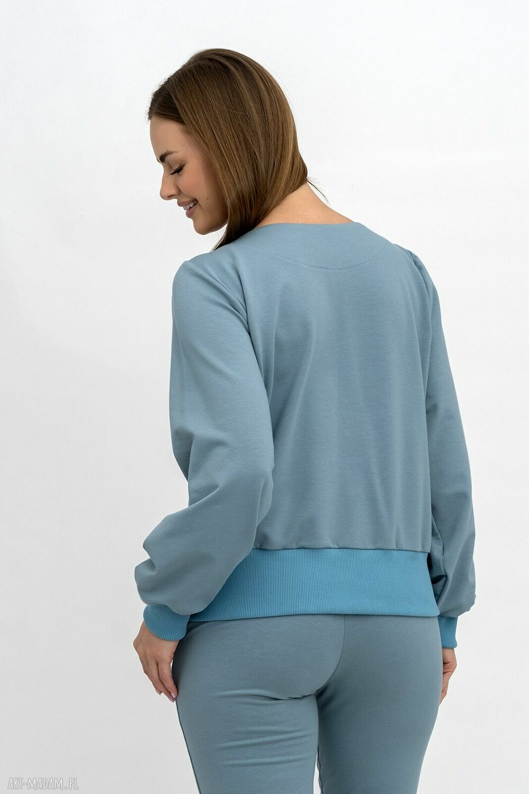 Bluza Luccy niebieska do serka - ręcznie robiona