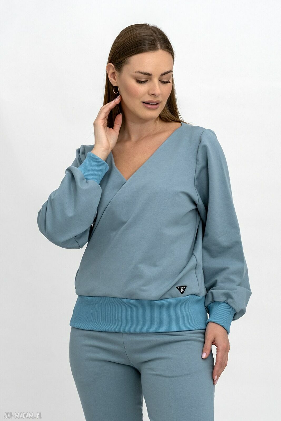 Bluza Luccy niebieska do serka - ręcznie robiona
