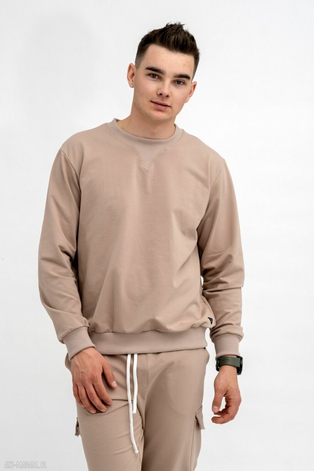 Ręcznie wykonana bluza męska Basic V w kolorze capucino