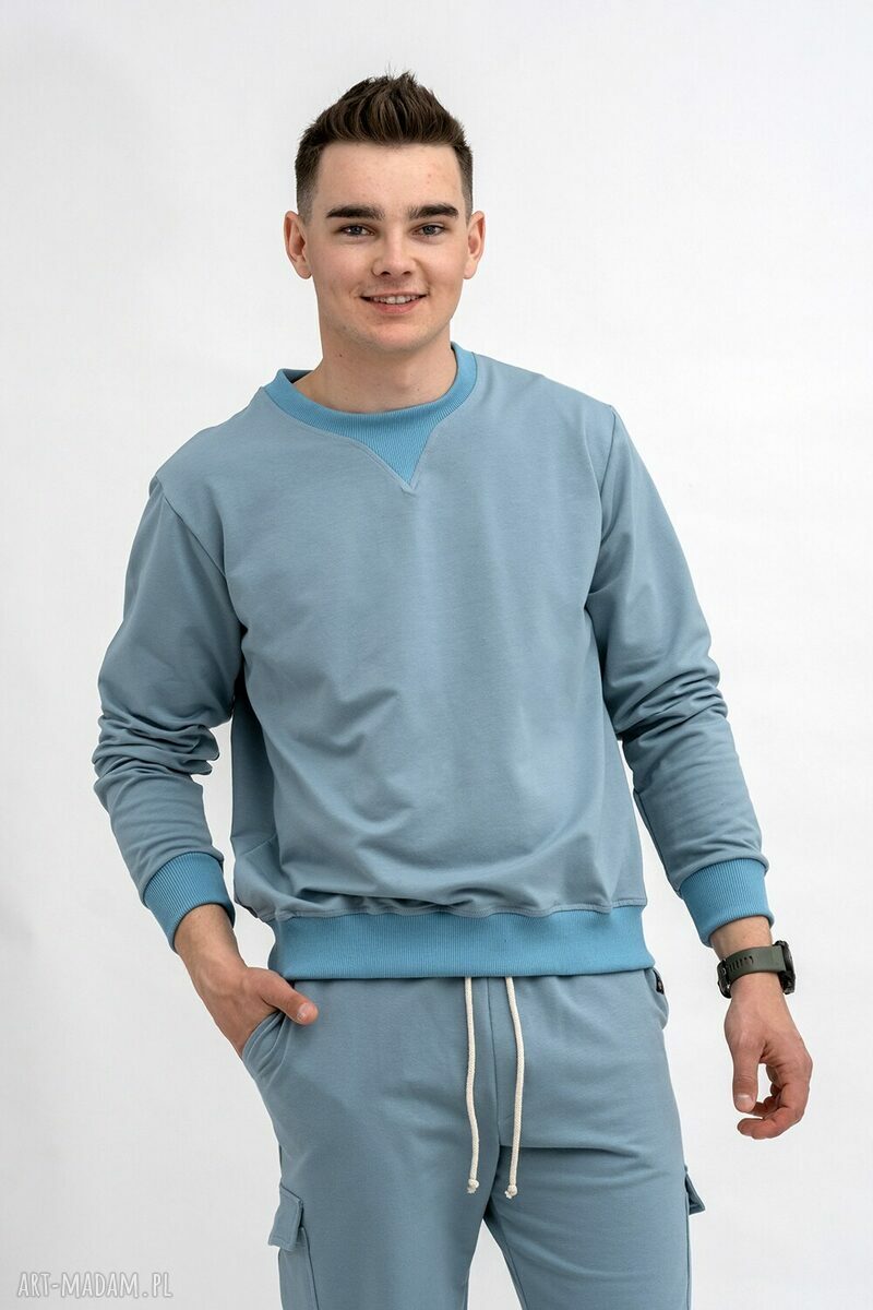 Bluza męska basic do V - niebieska