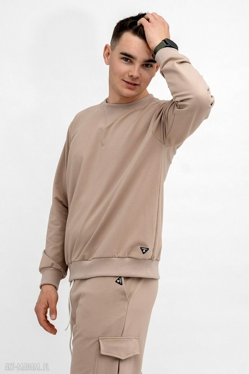 Ręcznie wykonana bluza męska Basic V w kolorze capucino