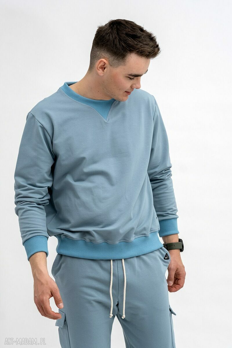 Bluza męska basic do V - niebieska