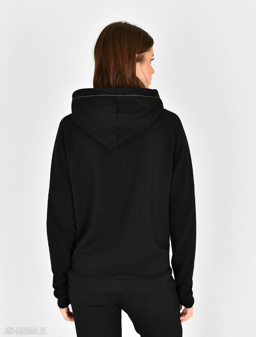 Bluza na zamek czarna Suzana - oversize z kapturem (ręcznie szyta)