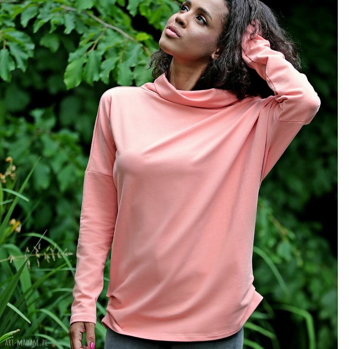 Morelowa bluza oversize z półgolftem - wygoda po ciąży (handmade)
