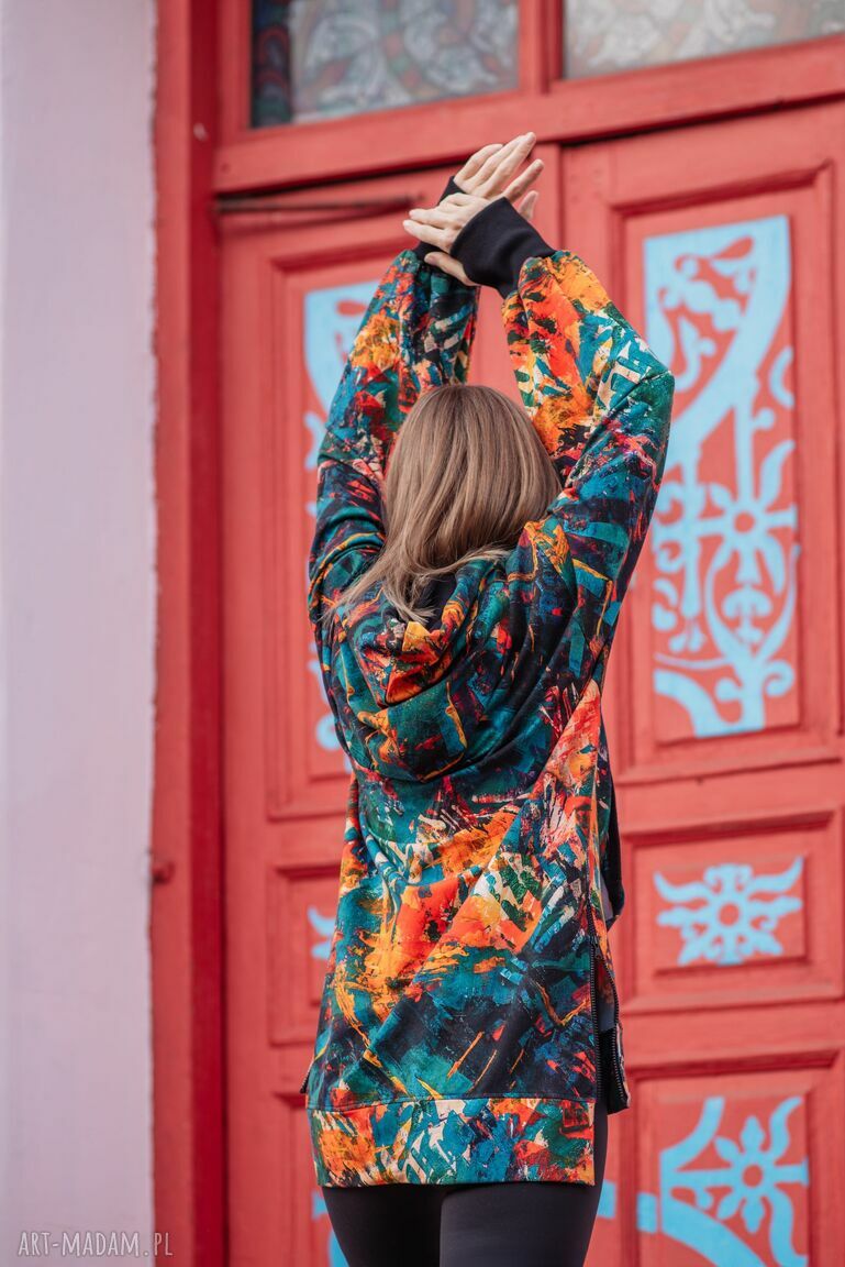 Bluza oversize Nina - wzór malarski z kapturem
