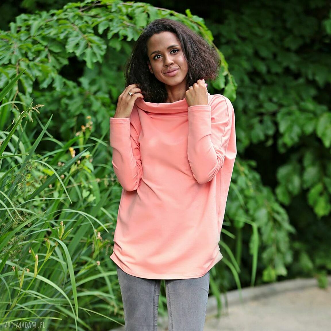Morelowa bluza oversize z półgolftem - wygoda po ciąży (handmade)