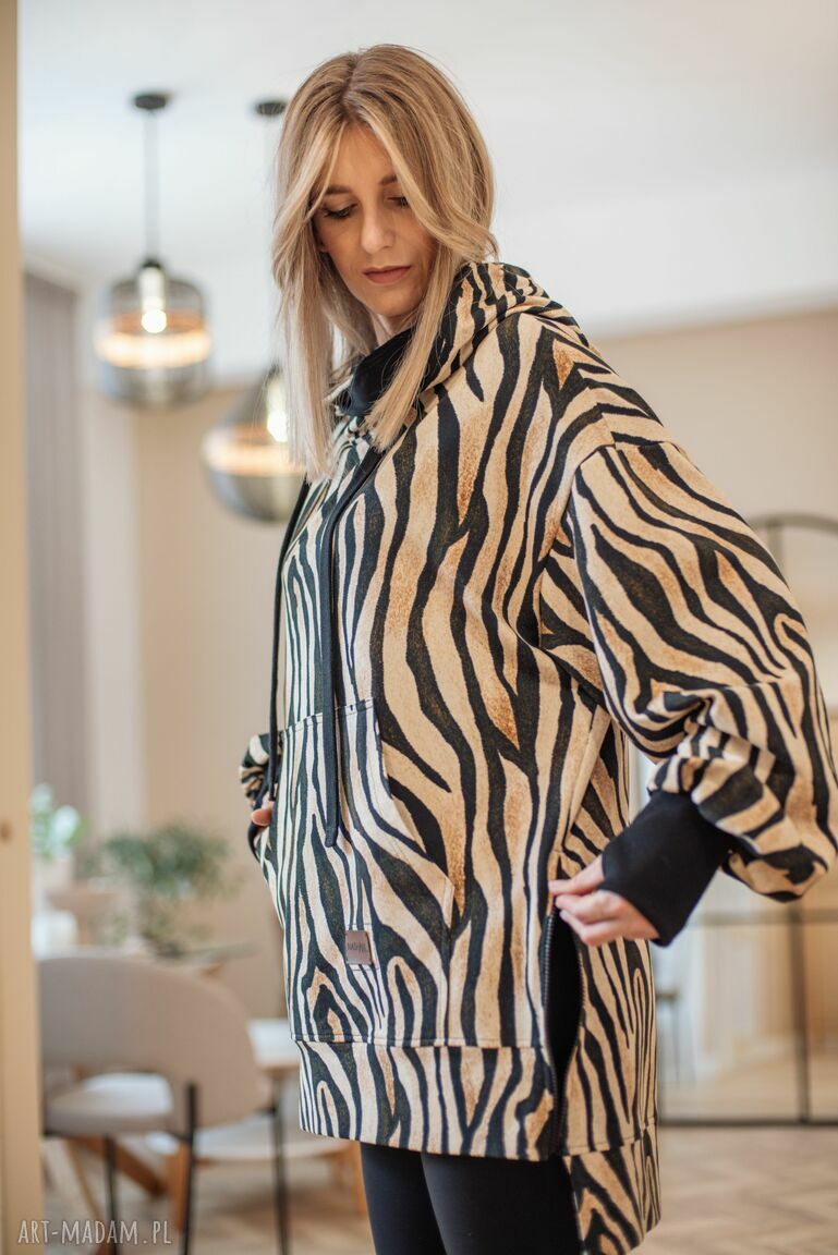 bluzy: Bluza oversize Zebra HandMade