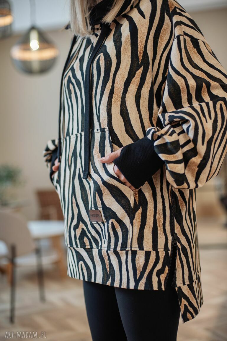 bluzy: Bluza oversize Zebra HandMade