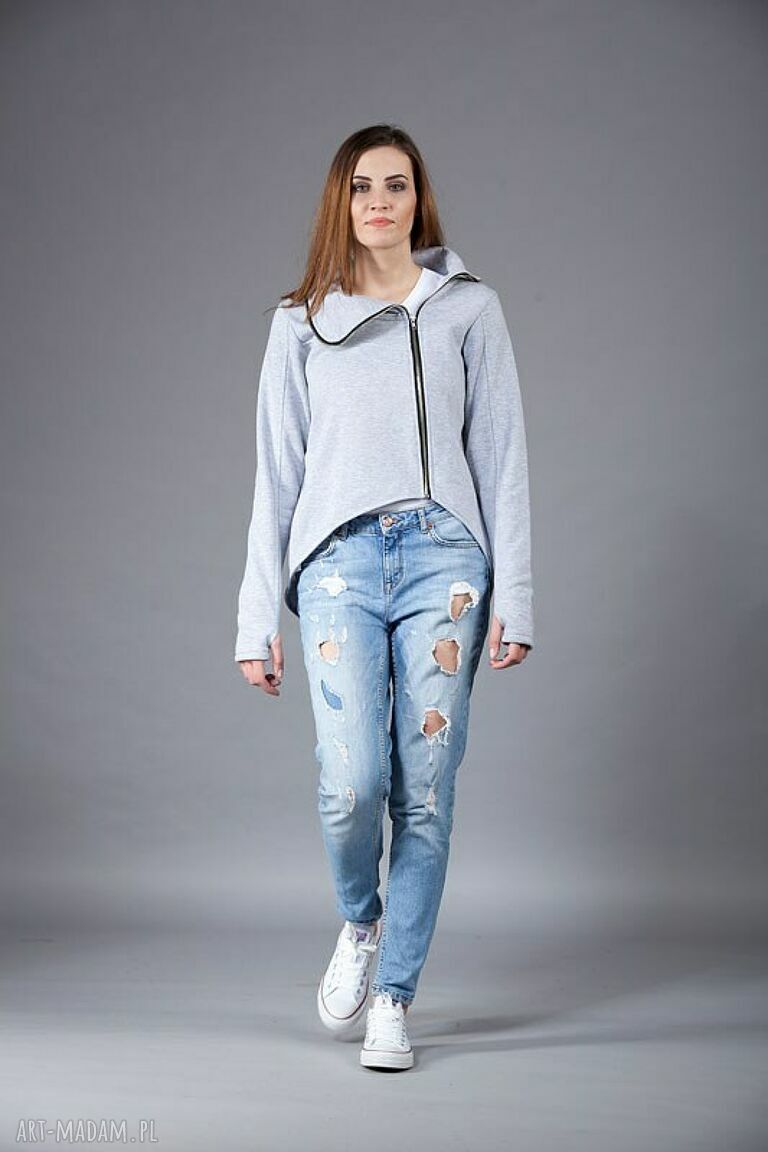 Bluza Pati - krótka asymetryczna bluza na zamek z wysoką stójką