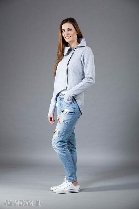 Bluza Pati - krótka asymetryczna bluza na zamek z wysoką stójką
