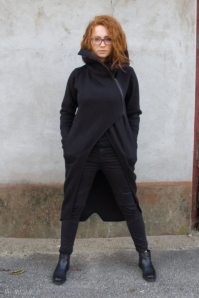 Bluza płaszcz Asmi ze stójką - ciepła, długa i z kieszeniami